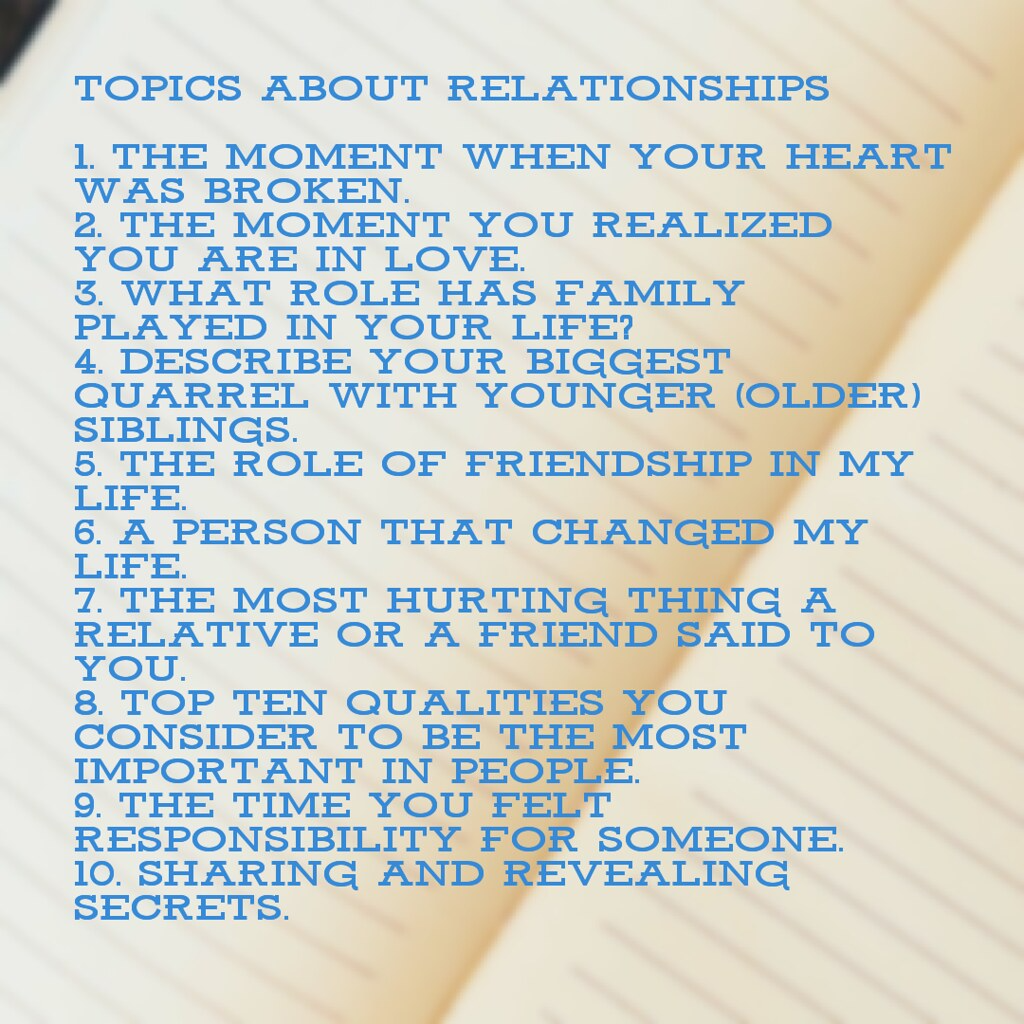 Topics about relationships Topics about relationships